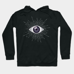 Violet Purple Evil Eye Silver Eyelashes Sun Moon Star Nazar Mati Talisman Hoodie